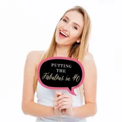 Big Dot of Happiness Funny Chic 40th Birthday - Pink, Black and Gold - Birthday Party Photo Booth Props Kit - 10 Piece