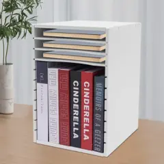 YIYIBYUS Vertical Desktop Sorter, 11 Compartment, White, Letter-size Shelves