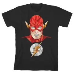 Flash Superhero And Logo Poly Art Black T-shirt Toddler Boy to Youth Boy