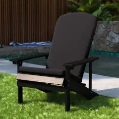 Merrick Lane Set Of 2 Indoor/Outdoor High Back Adirondack Chair Cushions with Elastic Strap and Water Resistant Covers