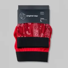 Men's Bandana/Solid Trunks 2pk - Original Use&trade; Maroon