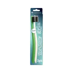 Grin Pro Ultimate Triple Action Whitening 100% Recycled Plastic Handle Toothbrushes - Soft - Green/White - 2ct
