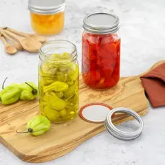 JoyJolt Regular Mason Jars with Airtight Lids, Labels and Measures - 16 oz - Set of 6