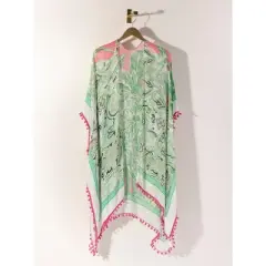Shiraleah Green and Pink Tropical Print Cover Up