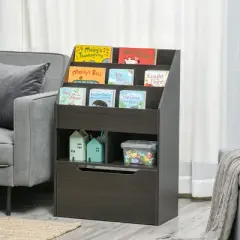 HOMCOM Kids Bookcase Multi-Shelf Rack Organizer with Storage Drawer for Books for Bedroom or Playroom