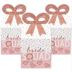 Big Dot of Happiness Bride Squad - Square Favor Gift Boxes - Rose Gold Bridal Shower or Bachelorette Party Bow Boxes - Set of 12