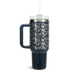 Elanze Designs Small Monarch Butterfly Garden 40 oz. Stainless Steel, Large Water Bottle Coffee Mug, Spill & Leak Resistant, Thermal Travel Tumbler