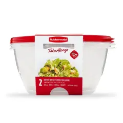 Rubbermaid TakeAlong 15.7 Cup Plastic 2pk Serving Bowls Clear: Food Storage Containers, Microwave & Freezer Safe