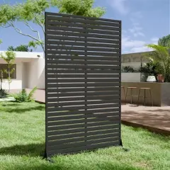 Syemin Patio Decorative Screens Outdoor Privacy Screen 6-Piece Sheet Screen Freestanding Decorative Privacy Screen, Black, 45.47"*15.75"*72.05"