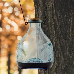 Esterno Blue Glass Wasp Traps, 2pk; Retro Decorative Wasp Catcher Bottles for Garden and Home Use