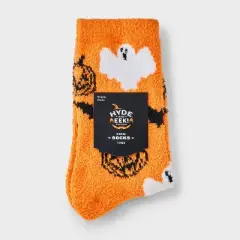 Women's Halloween Icons Cozy Crew Socks - Hyde and EEK! Boutique&trade; Black/Orange/White 4 - 10