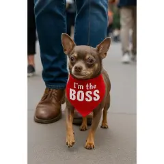 Parisian Pet 'I'm The Boss' Bandana for Dogs & Cats - Trendy, Comfortable, Funny Red Pet Bandana, Fashionable Dog & Cat Accessory