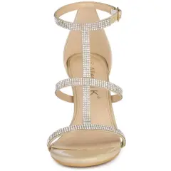 Allegra K Women's Rhinestone Ankle Strap Stiletto High Heel Sandals