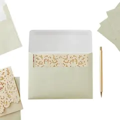 Pipilo Press 50 Pack Gold Glitter Self Adhesive A7 Invitation Letter Envelopes Bulk for Wedding (5 x 7 in)