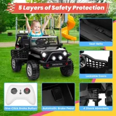 JOYRACER 24V 2-Seater Ride-On Toys Truck for Kids, 4&times;200W Motors, Electric Toys Car w/ 4 Wheels Spring Suspension, 3 Speeds, LED, Bluetooth Music