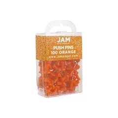 JAM Paper Colored Pushpins Orange Push Pins 2 Packs of 100 222419052A