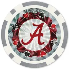MasterPieces Casino Style 20 Piece 11.5 Gram Poker Chip Set NCAA Alabama Crimson Tide Silver Edition
