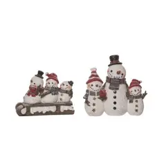 Transpac Melty Snowman Family Decor Set of 2 Resin Christmas Home Decorations for Festive Cheer