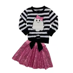 Girls Here For The Boos Top & Sequin Skirt Set - Mia Belle Girls