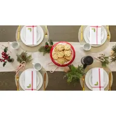 Design Imports  Christmas Jacquard Snowflakes Table Runner, Red, 14X72"