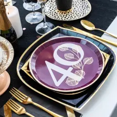 Jollity & Co. - 40th Birthday Dinner Plates in Mauve - Pack of 8 Paper Plates