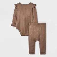 Grayson Collective Baby Girls' 2pc Solid Top & Bottom Set - Brown