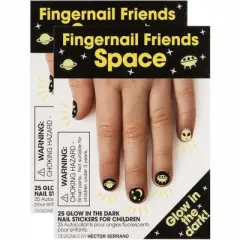 Wrapables Fingernail Friends Colorful Nail Stickers Nail Art for Children, Glow in the Dark Space (50 Stickers)
