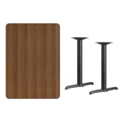 Flash Furniture 30'' x 42'' Rectangular Walnut Laminate Table Top with 5'' x 22'' Table Height Bases