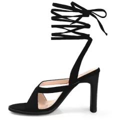 Journee Collection Womens Adalee Ankle Wrap Stacked Heel Sandals
