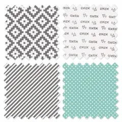 Bacati - Love Gray/Mint set of 2 Small Side Crib Rail Guard Covers