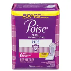 Poise Maximum Absorbency Incontinence Pads - Long - 60ct