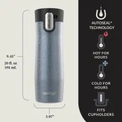Contigo AUTOSEAL West Loop Vacuum-Insulated Stainless Steel Travel Mug with Easy-Clean Lid, 20 oz, Crystal Lakeside & Crystal Agave, 2-Pack