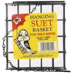 C & S Hanging Single Suet Basket for Wild Birds, 1 Suet Cake Capacity
