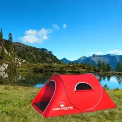 Leisure Sports 2-Person Barrel-Style Pop-Up Tent with Rain Fly and Carry Bag - Red
