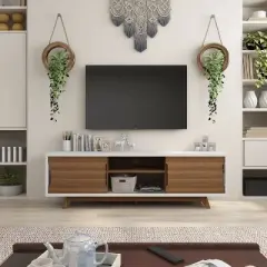 Pentictin 6 Shelf TV Stand for TVs up to 70" White - miBasics
