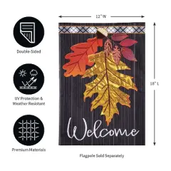 Welcome Autumn Leaves Garden Linen Flag