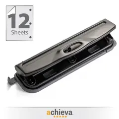 Achieva&reg; Economy 3 Hole Punch, 12 Sheet Capacity, Black