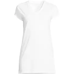 Lands' End Women's Short Sleeve Supima Cotton Xlong Vneck Tunic