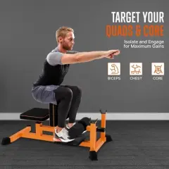 SQUATZ Sissy Squat Machine and Preacher Curl Crunch Rack - Orange, Black