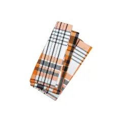 C&F Home Zelda Black and Orange Halloween Plaid Cotton Napkin Set of 6