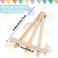 Aoibox Wood Tabletop Easels 9 Inch Tripod Set for Kids Students Painting Party Portable Canvas Photo Display Holder 4 Pack