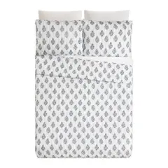 Modern Heirloom 3pc Block Print Quilt Set Blue