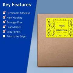 Avery Neon Yellow Paper Labels, 5" x 8-1/8" Rectangle