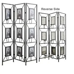 47x71" Room Photo Frames Screen Divider Screens,3 Panel Decorative Screen with Photo Frames,Antique Mirror-The Pop Home