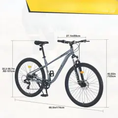 DSVIMOY Bicycles, 27.5 Inch Mountain Bike for Men Women Boys and Girls, 21-Speed Mountain Bike, Blue, 68.5"*27.1"*40.55"