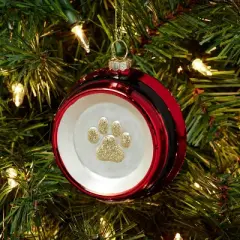 Glass Santa Belt Pet Bowl with Glittered Paw Print Christmas Tree Ornament Red/Black/Gold - Wondershop&trade;: Indoor Decor