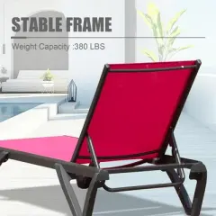FURNIinspire Patio Chaise Lounges Patio 2 Sunbathing Chairs with 5 Adjustable Position, 1 Table for Beach Yard Poolside, Pink, 64.41"*26.69"*27.56"