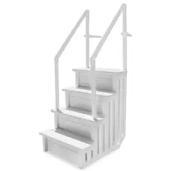 XtremepowerUS 4-Step Swimming Pool Entry Ladder with Side Handle Rail Non-Slip Platform, White