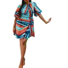 ELOQUII Women&rsquo;s Plus Size Open Back Cording Mini Dress