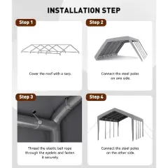 Heavy-Duty Replacement Canopy Cover, PE Waterproof & UV-Resistant Carport Top, Easy Install Replacement Tarp for Metal Frame Structures